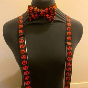 Halloween Pumpkin Suspenders & Bowtie